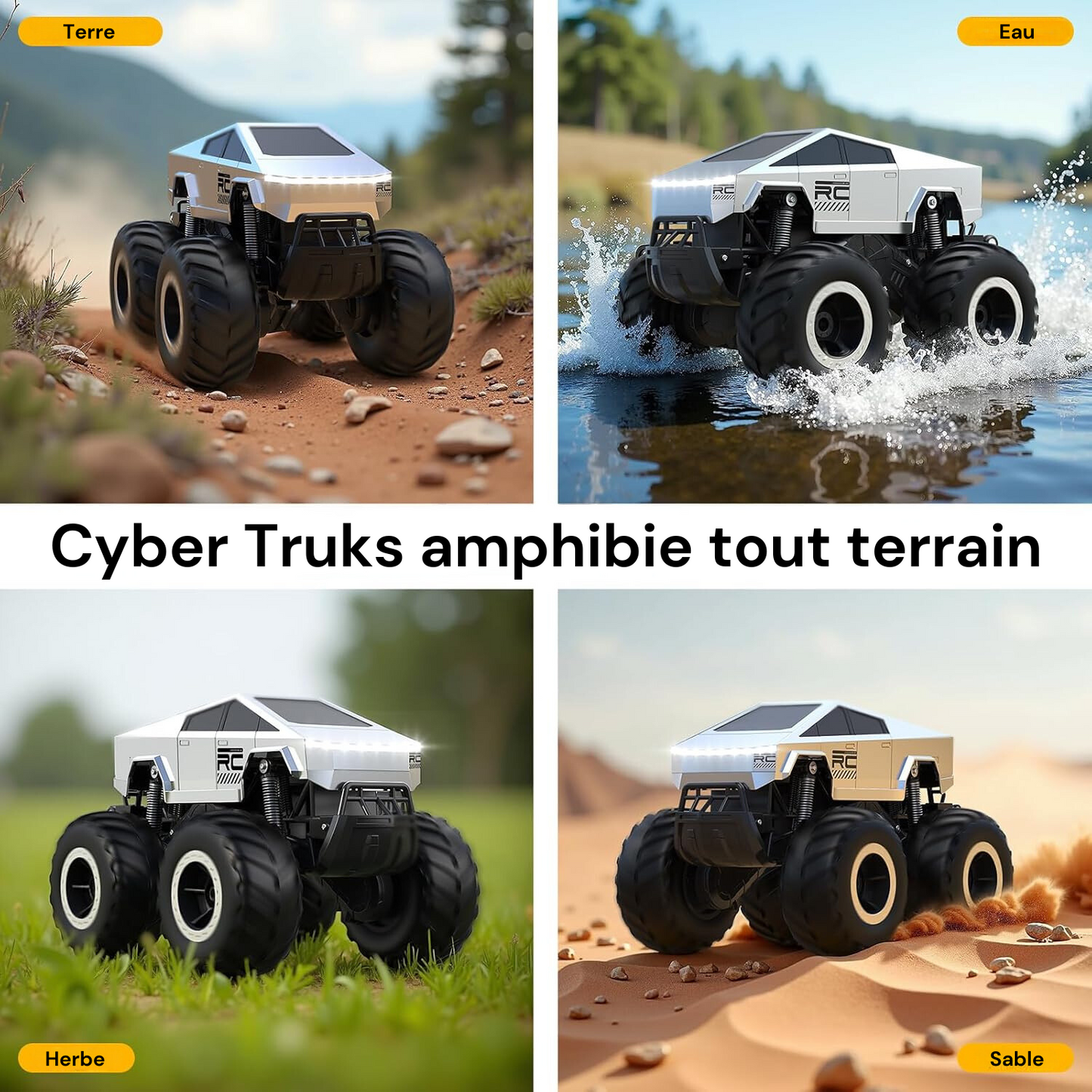 Camion Monster Truck Amphibie Télécommandé